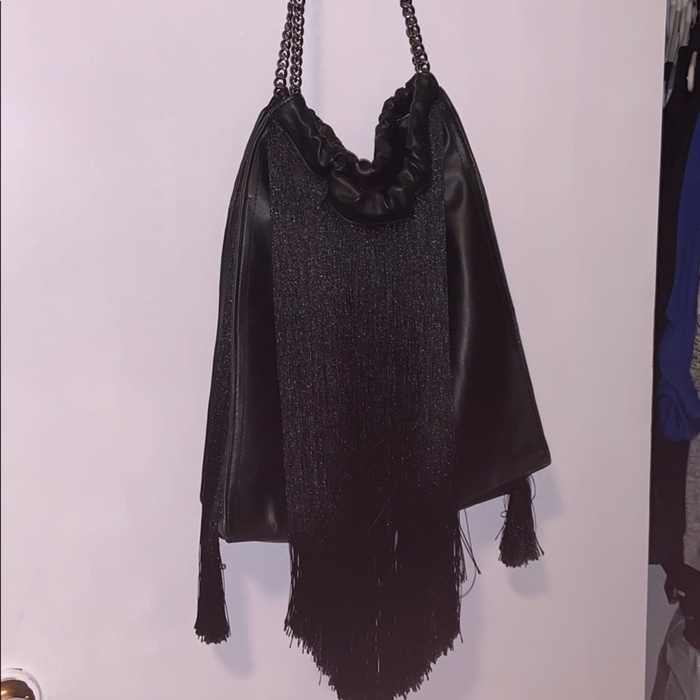 Zara TRF black fringe bag